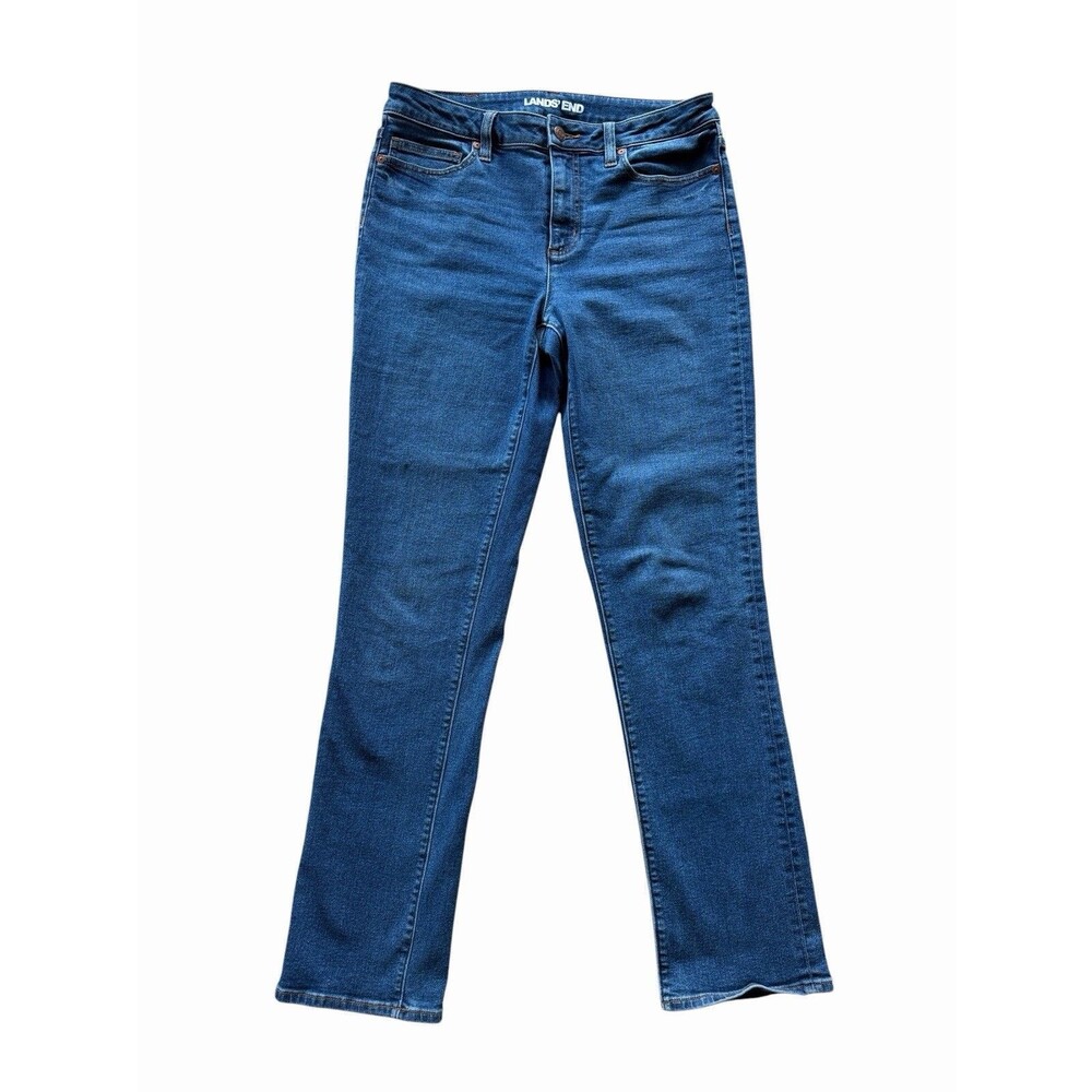 Lands End Women's 8 Recover Mid Rise Straight Leg Blue Jeans